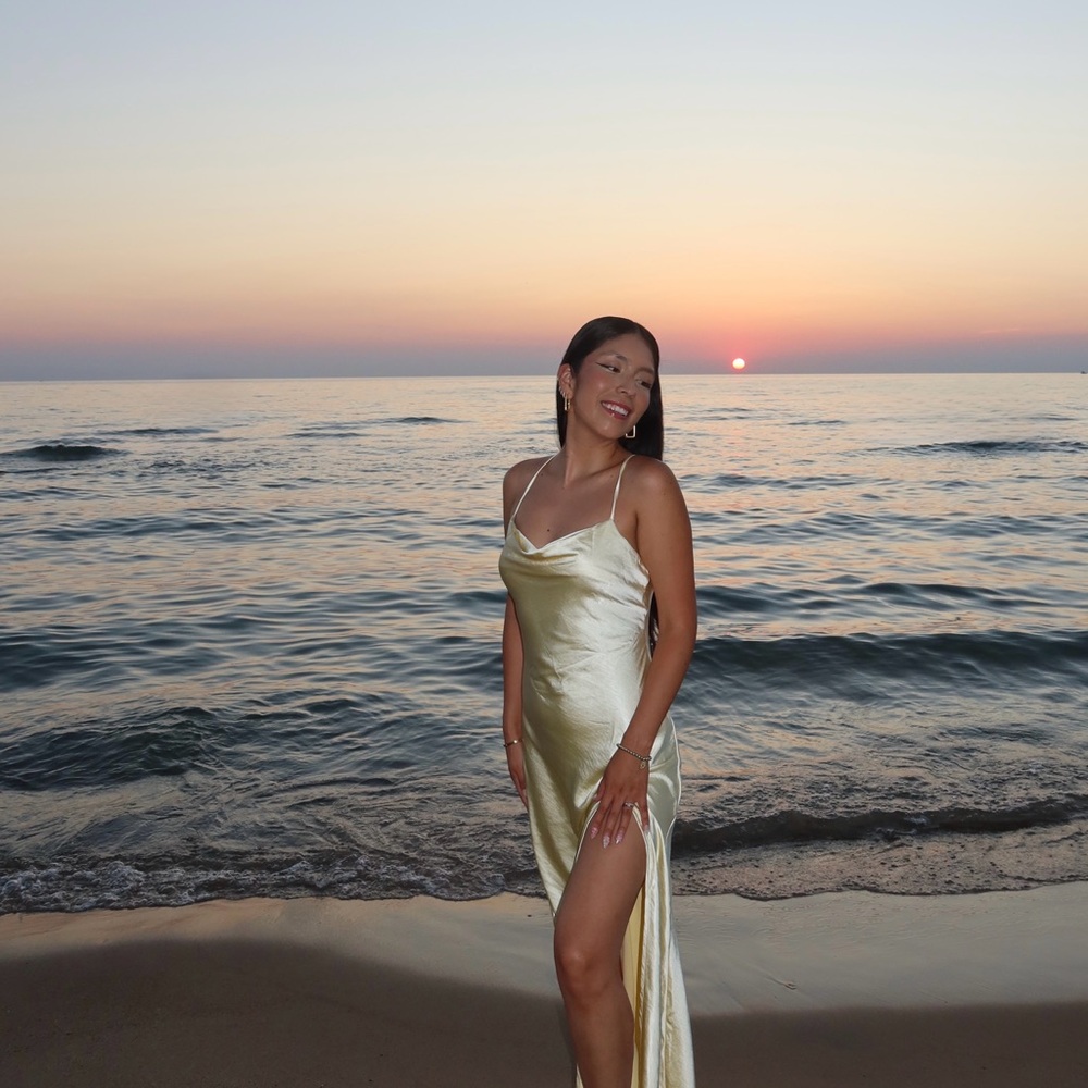 Elegant Gold Satin Dress